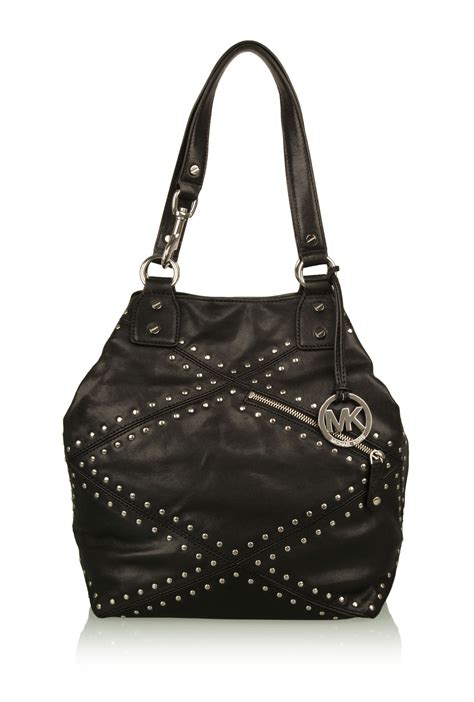 michael kors shoulder bag - black|Michael Kors black studded purse.